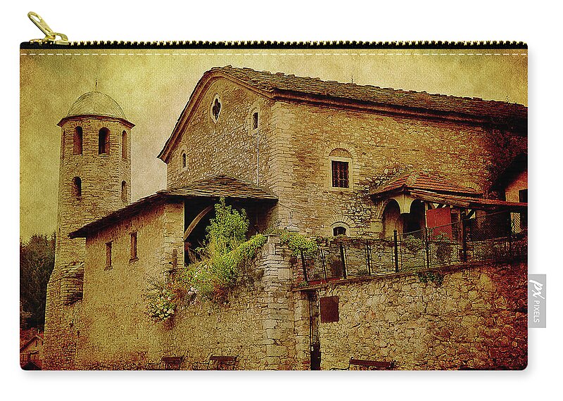 Village Zip Pouch featuring the photograph The Stone Church by Milena Ilieva