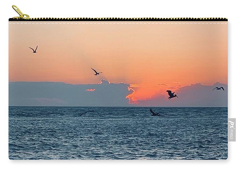 Birds Carry-all Pouch featuring the photograph Captiva Island The Sunset Seabird Feast 1 by Shelly Tschupp