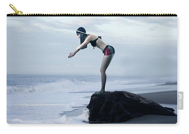 Diving Into Water Zip Pouch featuring the photograph The Swimmer by Colin Anderson