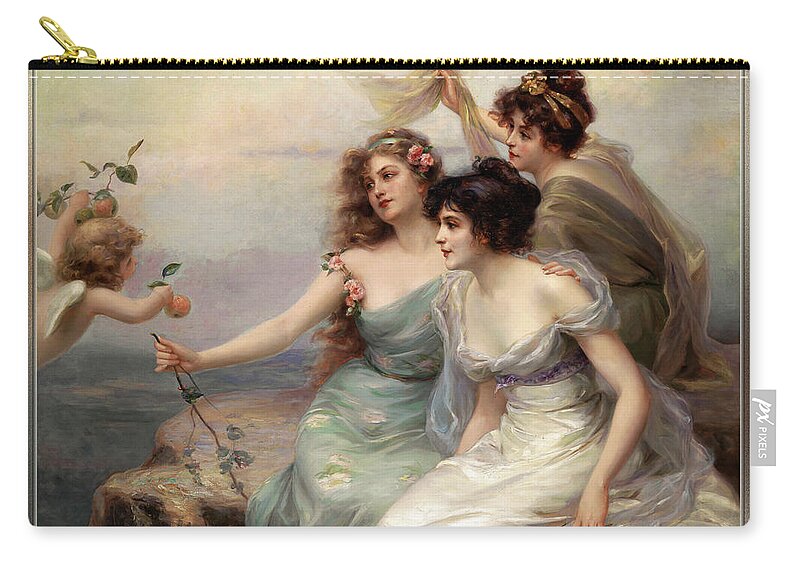 The Three Graces Carry-all Pouch featuring the painting The Three Graces Die drei Grazien by Edouard Bisson by Rolando Burbon