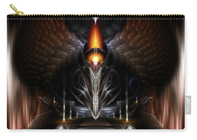 Torch Of Arcron Zip Pouch featuring the digital art The Torch Of Arcron Fractal Art by Rolando Burbon