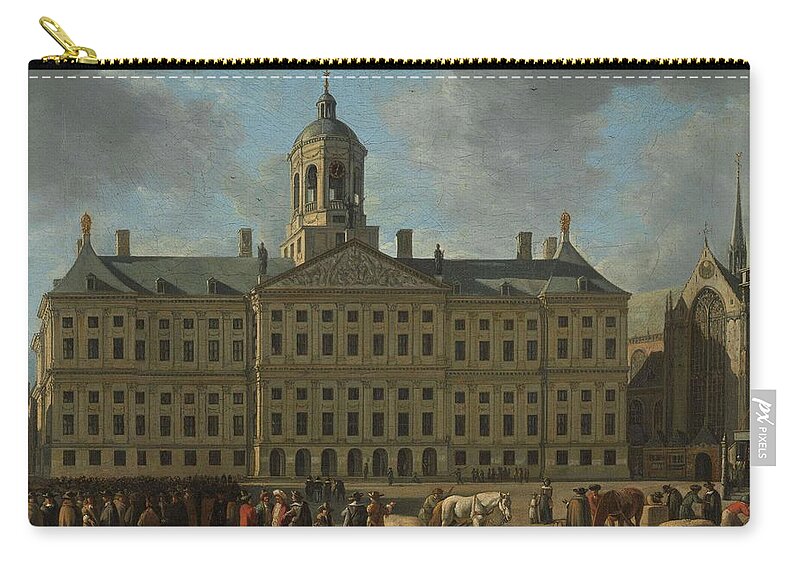 Canvas Zip Pouch featuring the painting The Town Hall on Dam Square, Amsterdam. The Town Hall on the Dam, Amsterdam. by Gerrit Adriaensz Berckheyde