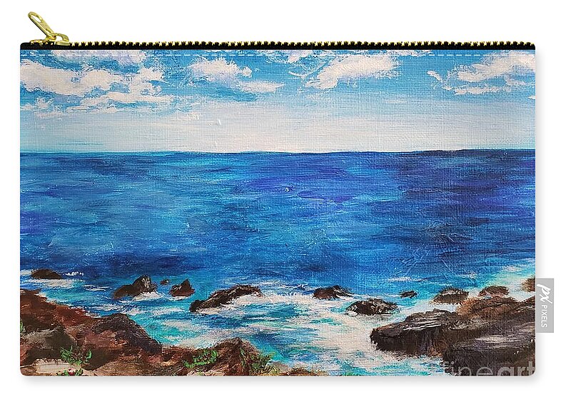 Maine Zip Pouch featuring the painting The View from the Marginal Way, Ogunquit, Maine by C E Dill
