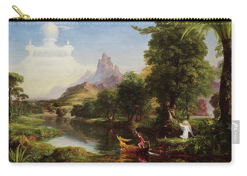 The Voyage Of Life Zip Pouch featuring the painting The Voyage Of Life Youth by Thomas Cole by Rolando Burbon