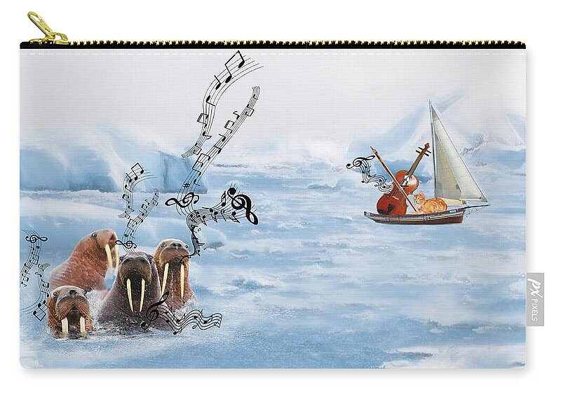 Walrus Carry-all Pouch featuring the mixed media The Walrus Choir by Colleen Taylor