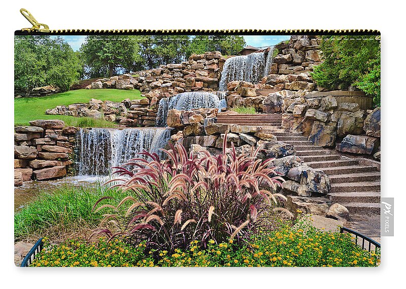 Steps Zip Pouch featuring the photograph The Wichita Falls Waterfall, Landmark by Dszc