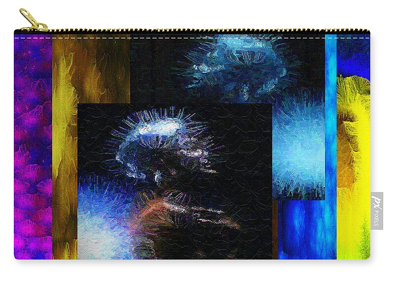 Music Celebrity Zip Pouch featuring the mixed media These Colors I Hear When Nancy Wilson Sings Turned to Blue by Aberjhani
