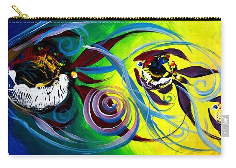 Fish Zip Pouch featuring the painting They Follow for A While by J Vincent Scarpace
