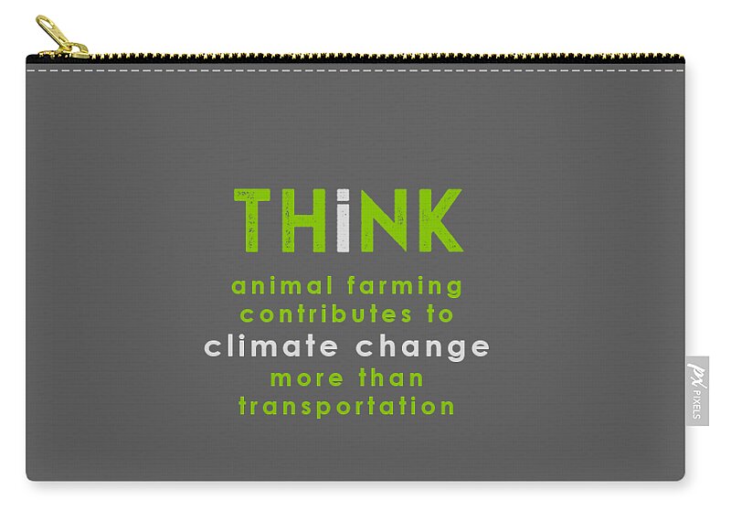 Zip Pouch featuring the drawing THINK climate change - green and gray by Charlie Szoradi