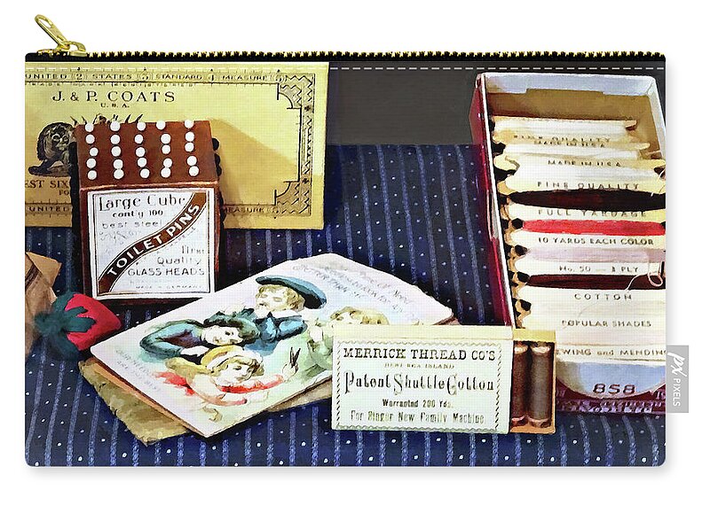 Sewing Zip Pouch featuring the photograph Thread, Needles and Pins by Susan Savad