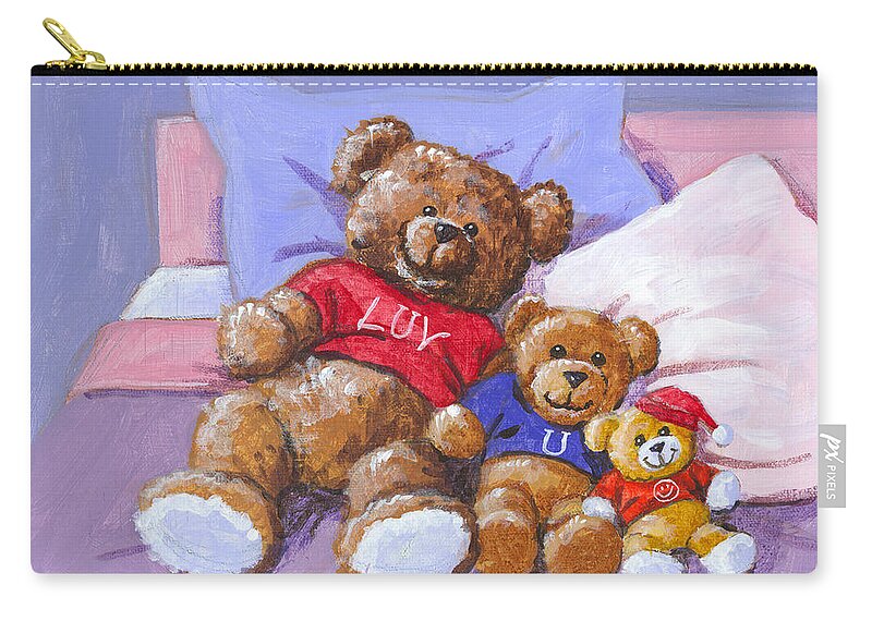 Teddy Zip Pouch featuring the painting Three Amigos Sketch by Richard De Wolfe