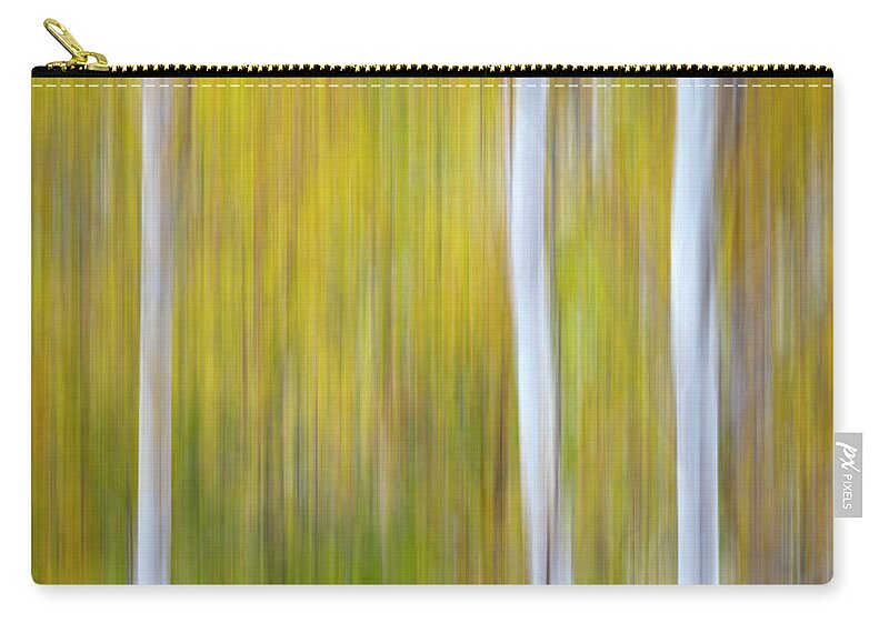 3scape Zip Pouch featuring the photograph Three Aspens in Autumn Abstract by Adam Romanowicz