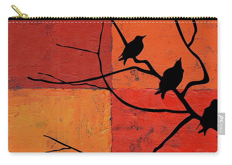 Three Carry-all Pouch featuring the painting Three Birdies I by Patricia Pinto