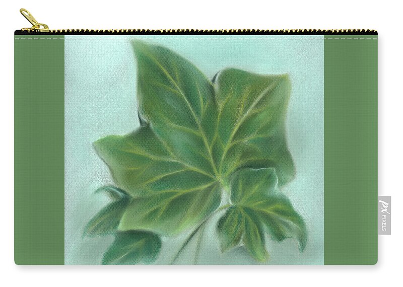Botanical Zip Pouch featuring the painting Three Green Ivy Leaves by MM Anderson