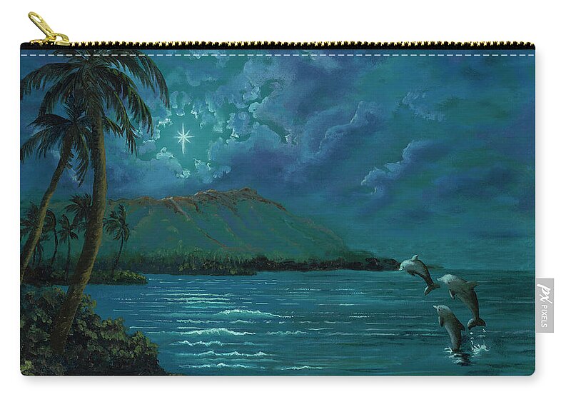Dolphin Zip Pouch featuring the painting Three Kings by Megan Collins