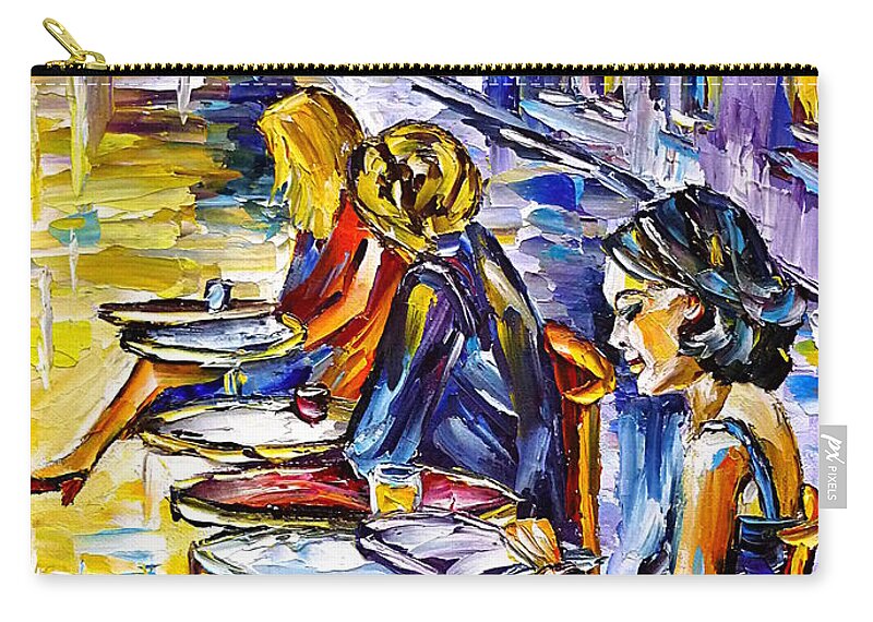 I Love Paris Carry-all Pouch featuring the painting Three Parisiennes by Mirek Kuzniar