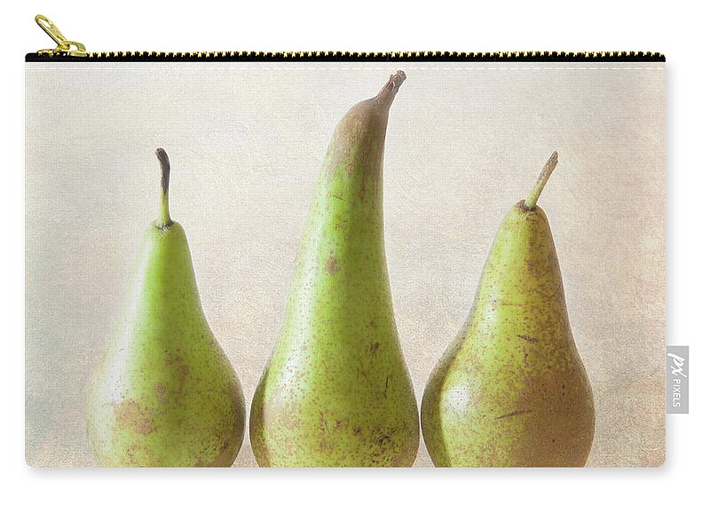 In A Row Zip Pouch featuring the photograph Three Pears by Peter Chadwick Lrps