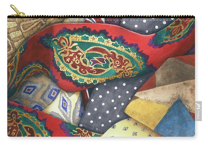 Ties Carry-all Pouch featuring the painting Tie One On by Lori Taylor