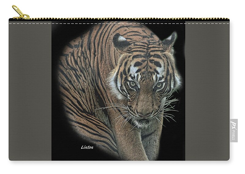 Tiger Zip Pouch featuring the digital art Tiger 6 by Larry Linton