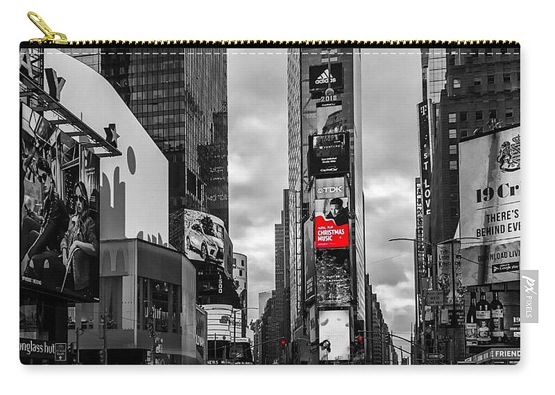 Times Square Zip Pouch featuring the photograph Times Square by Chris Montcalmo