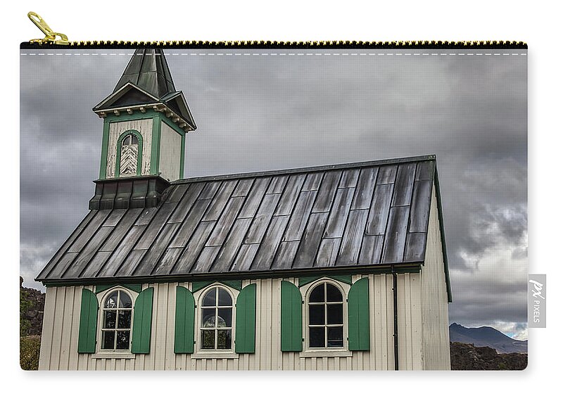 Iceland Carry-all Pouch featuring the photograph Tiny Church of Iceland by David Letts