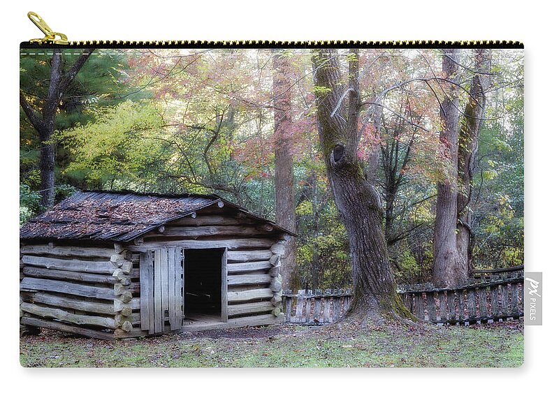 Appalachia Zip Pouch featuring the photograph Tipton Smokehouse by Lana Trussell