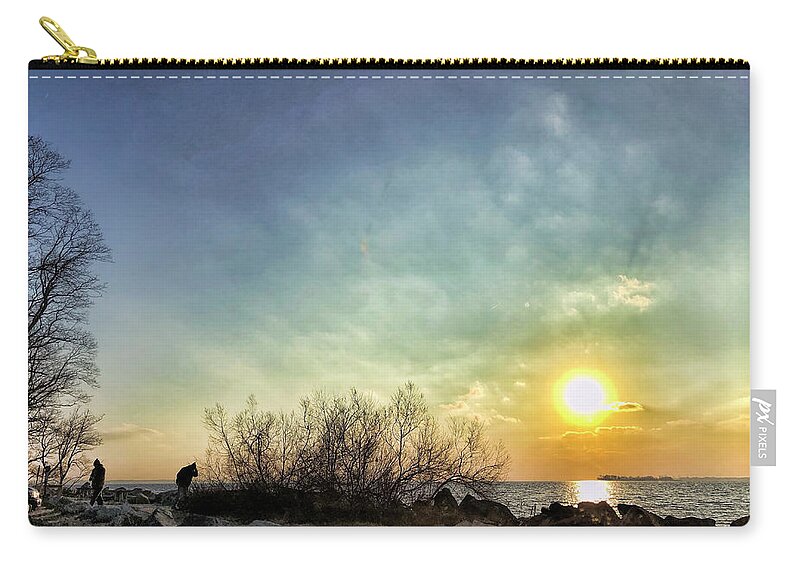 Todds Point Zip Pouch featuring the photograph Todds Point in Winter at Sunset by Cordia Murphy