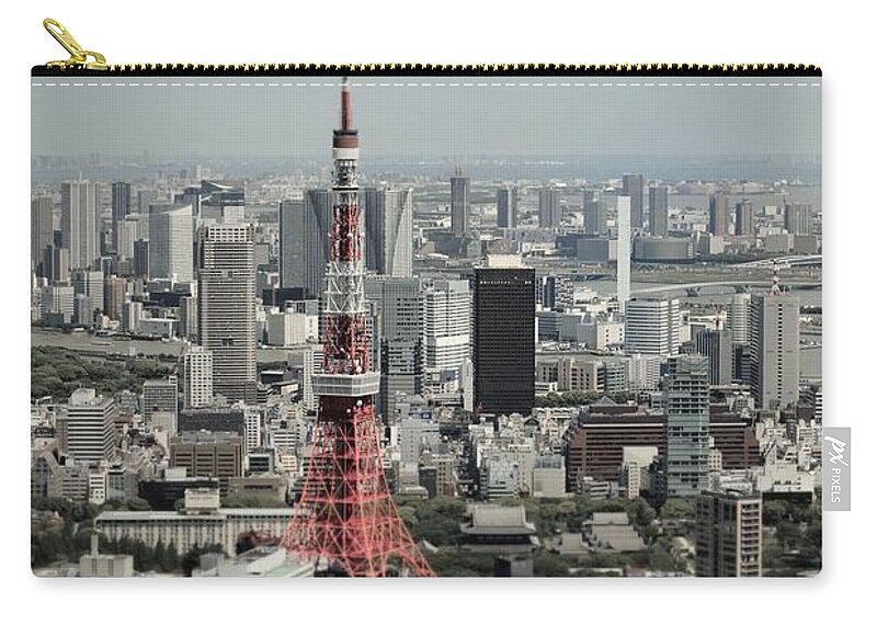 Tokyo Tower Zip Pouch featuring the photograph Tokyo Tower by Daniel Shi