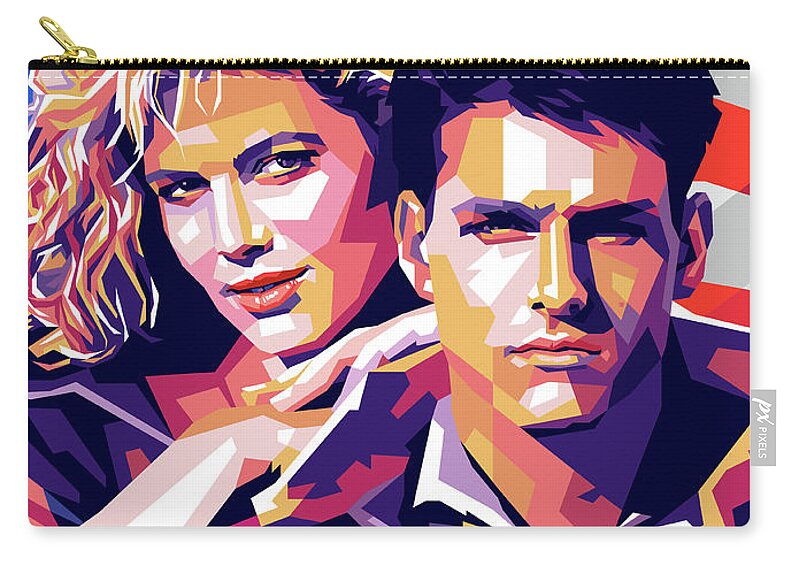 Tom Cruise Zip Pouch featuring the digital art Tom Cruise and Kelly McGillis by Stars on Art
