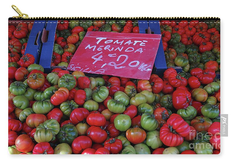 Heirloom Tomatoes Carry-all Pouch featuring the photograph Tomatoes by Terri Brewster