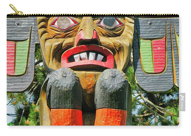 Canada Zip Pouch featuring the photograph Totem pole, Victoria BC by Segura Shaw Photography