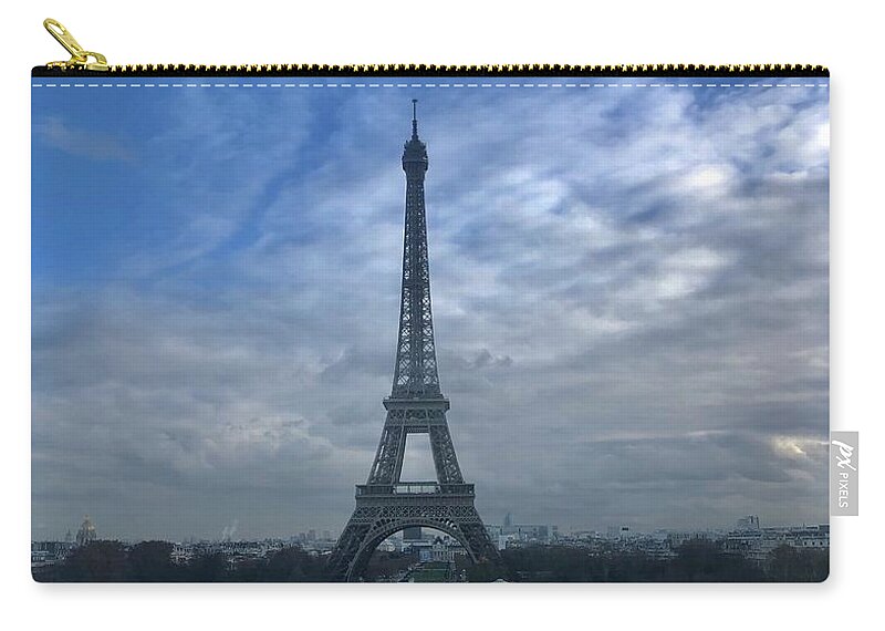 Paris Zip Pouch featuring the mixed media Tour Eiffel by Lauren Serene