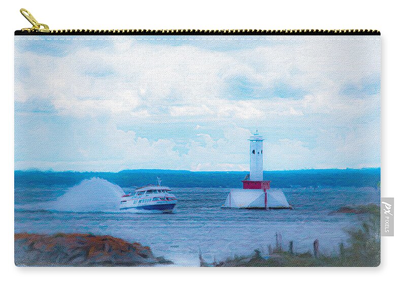 Ferry Zip Pouch featuring the photograph Touring Lake Huron by Diane Lindon Coy