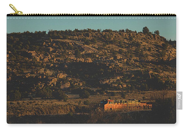 Train Zip Pouch featuring the photograph Train in Arizona Desert by Julieta Belmont
