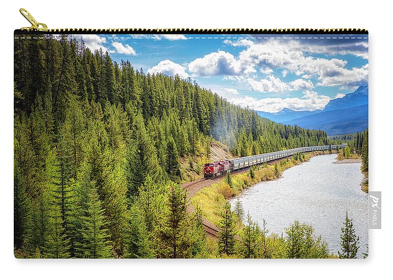 Train Zip Pouch featuring the photograph Train in Canada by Deborah Penland