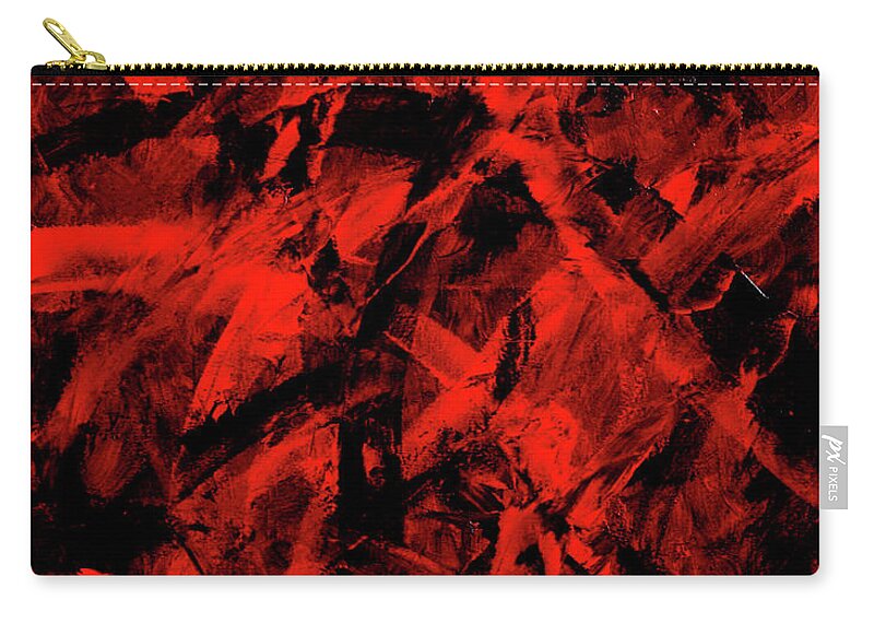 Red Carry-all Pouch featuring the painting Transitions with Red and Black by Dean Triolo