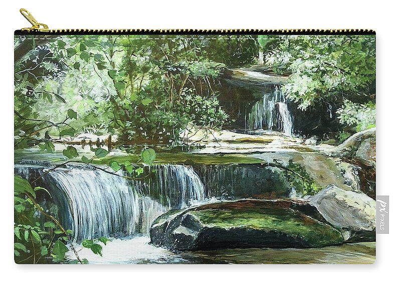 Waterfall Zip Pouch featuring the painting Traveling On by William Brody