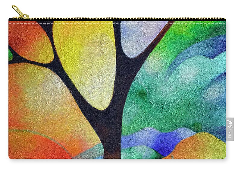 Abstract Zip Pouch featuring the painting Tree of Joy by Sally Trace