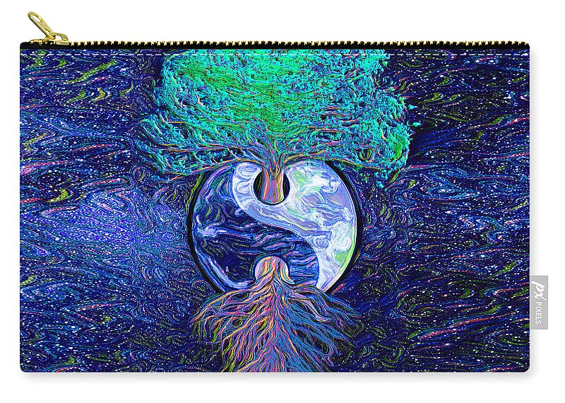 Tree Of Life Zip Pouch featuring the digital art Tree of Life Yin Yang by Amelia Carrie