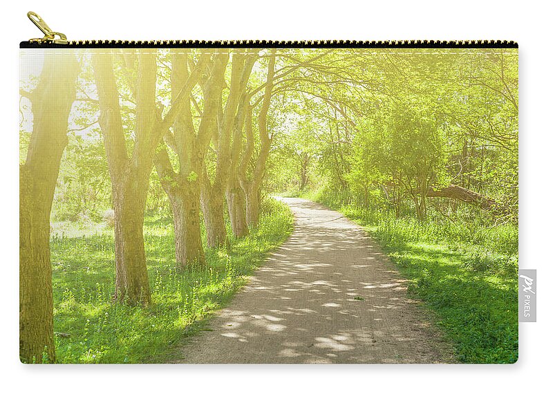 Scenics Zip Pouch featuring the photograph Treelined Footpath In The Spring Dutch by Cirano83