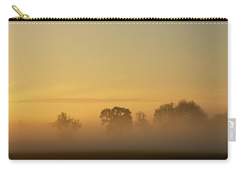 Scenics Zip Pouch featuring the photograph Trees And Autumn Mist by Peetjohn