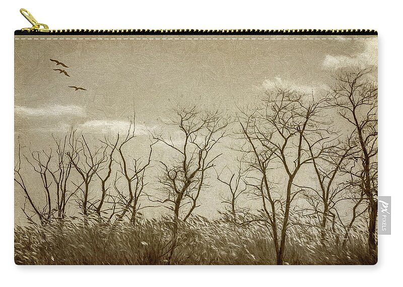 Trees Zip Pouch featuring the photograph Treescape In Sepia by Cathy Kovarik