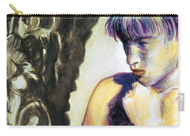 Boy Zip Pouch featuring the painting Trembling by Rene Capone