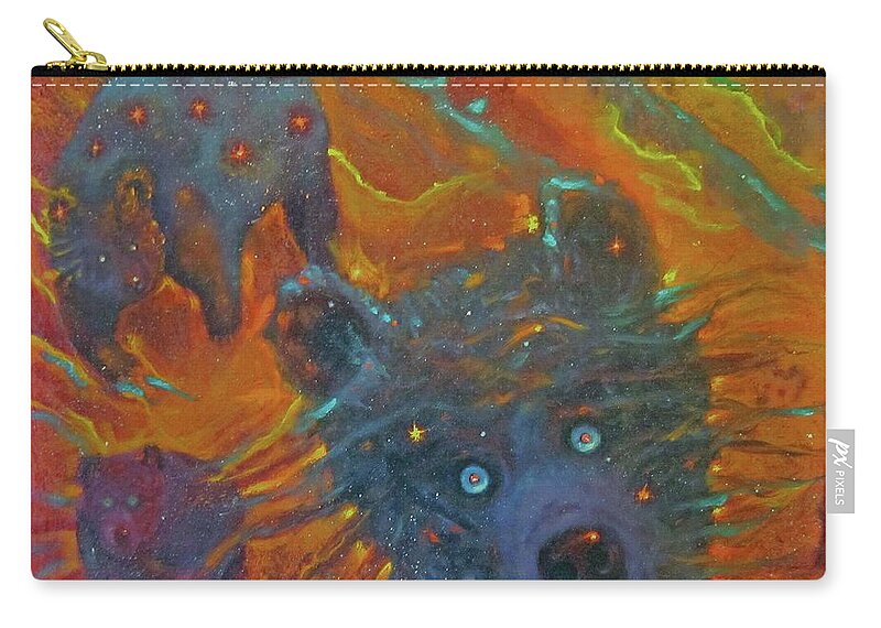 Bears Zip Pouch featuring the painting Tres Osos by Sherry Strong