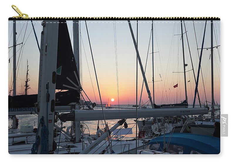 Sea Zip Pouch featuring the photograph Trieste, sunset by Helga Novelli
