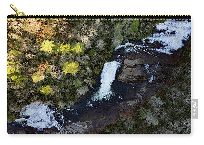 Steve Bunch Zip Pouch featuring the photograph Triple Falls Overhead by Steve Bunch