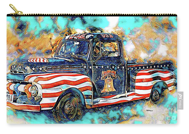 Trucks Zip Pouch featuring the mixed media Trucking USA 2 by DB Hayes