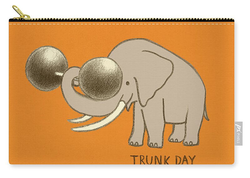Elephant Zip Pouch featuring the drawing Trunk Day by Eric Fan