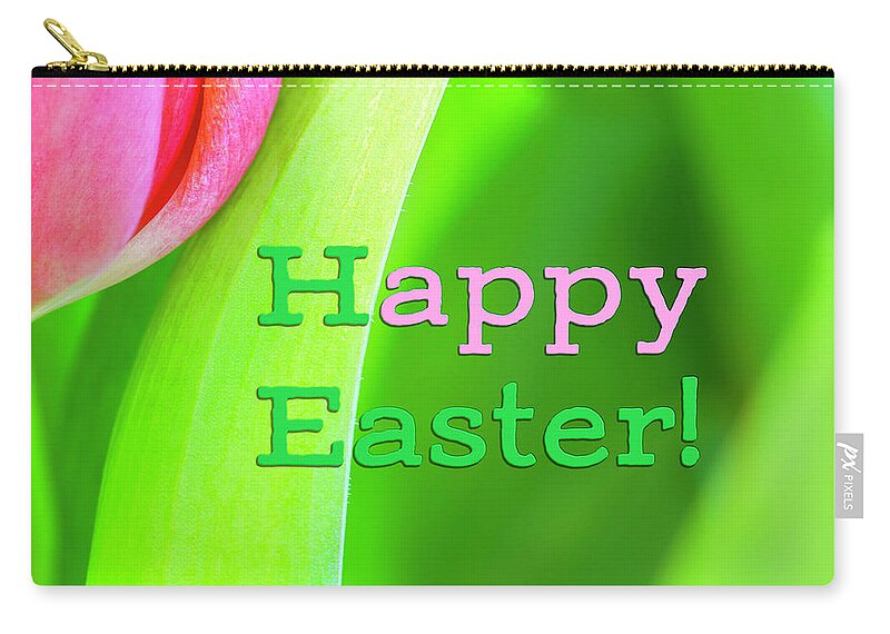 Tulip Zip Pouch featuring the photograph Tulip Happy Easter Card by Marianne Campolongo