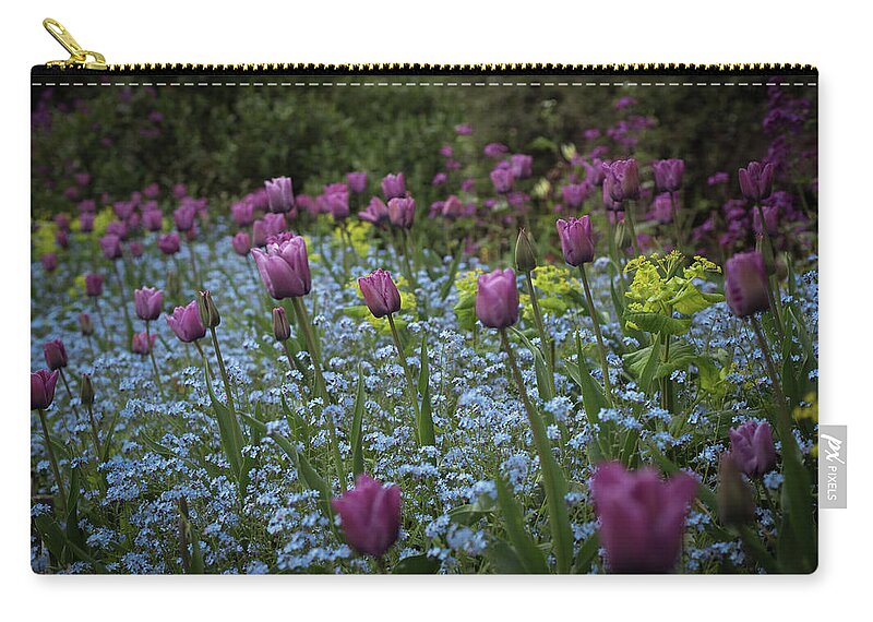 Tulips Carry-all Pouch featuring the photograph Tulips at Great Dixter Gardens by Perry Rodriguez